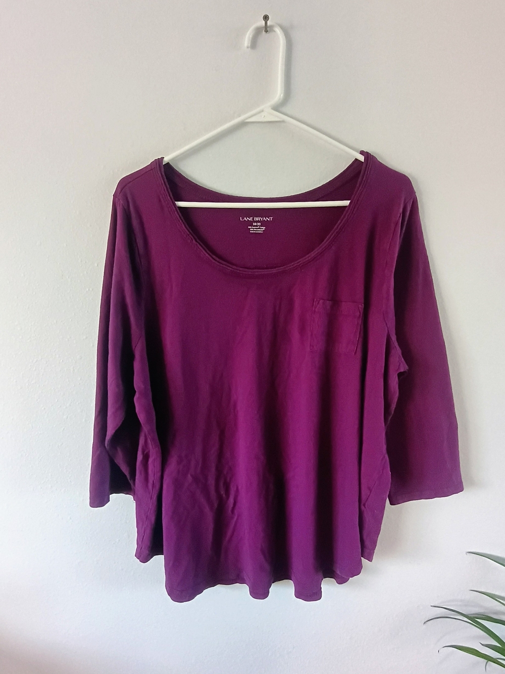 💜 Lane Bryant Purple Top 18/20 Supima Cotton MicroModal Plus Size Long Sleeve P